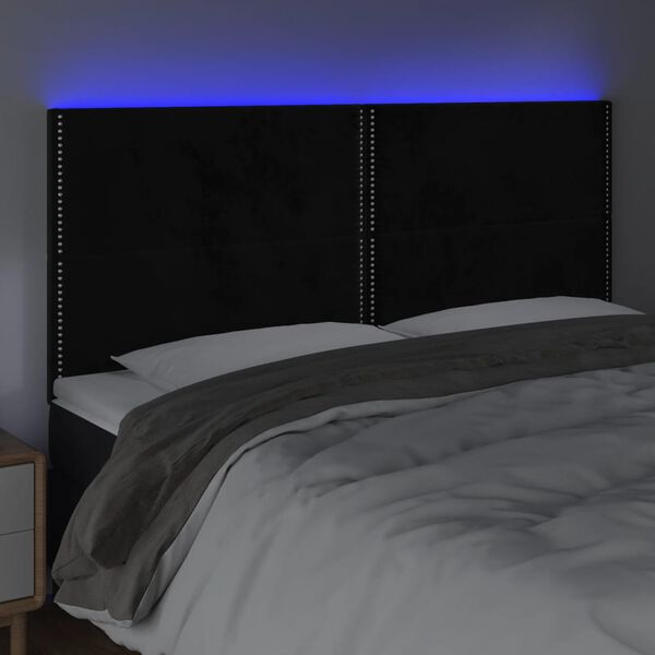 vidaXL Čelo postele s LED čern&eacute; 180x5x118/128 cm samet