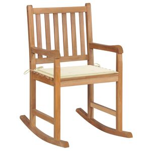 vidaXL Houpac&iacute; křeslo s kr&eacute;movou podu&scaron;kou masivn&iacute; teak