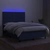 vidaXL Box spring postel s matrac&iacute; a LED modr&aacute; 140x190 cm textil