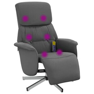 vidaXL Mas&aacute;žn&iacute; polohovac&iacute; křeslo s podnožkou tmavě &scaron;ed&eacute; textil
