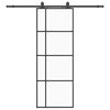 vidaXL Posuvn&eacute; dveře se sadou kov&aacute;n&iacute; čern&eacute; 76x205 cm ESG Glass