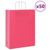 vidaXL Pap&iacute;rov&eacute; ta&scaron;ky 50 ks s uchy růžov&eacute; 32x12x42 cm