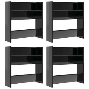 vidaXL N&aacute;stěnn&eacute; botn&iacute;ky 4 ks čern&eacute; leskl&eacute; 60x18x60 cm kompozitn&iacute; dřevo