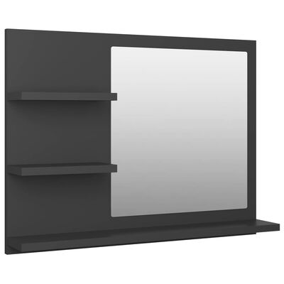 vidaXL Koupelnové zrcadlo šedé 60 x 10,5 x 45 cm dřevotříska