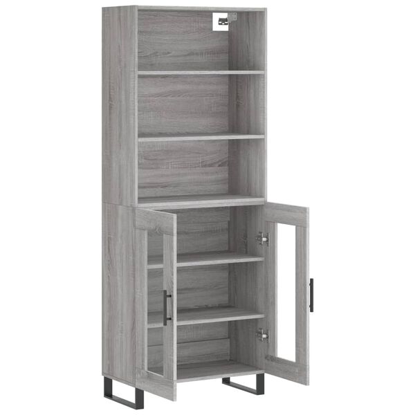vidaXL Skř&iacute;ň highboard &scaron;ed&aacute; sonoma 69,5 x 34 x 180 cm kompozitn&iacute; dřevo