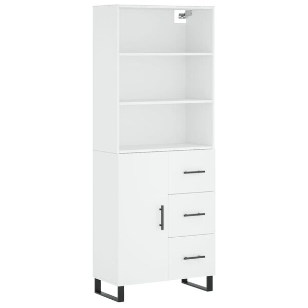 vidaXL Skř&iacute;ň highboard b&iacute;l&aacute; 69,5 x 34 x 180 cm kompozitn&iacute; dřevo
