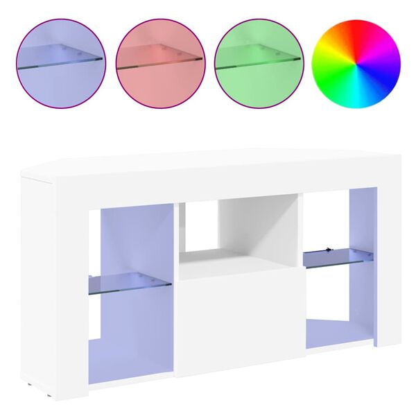 vidaXL Rohový LED TV stojan Bílá 100 x 40 x 50 cm kompozitní dřevo