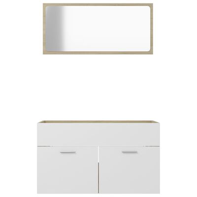 vidaXL 2dílný set koupelnového nábytku bílý a sonoma kompozitní dřevo
