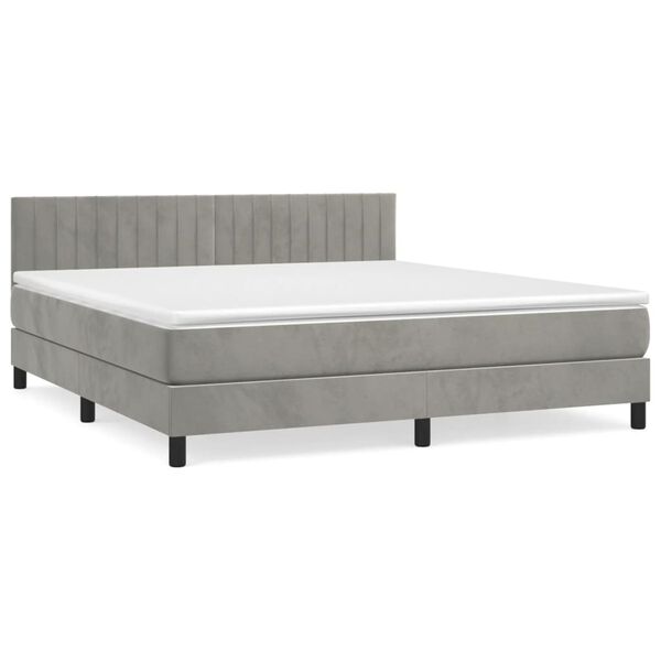 vidaXL Box spring postel s matrac&iacute; světle &scaron;ed&aacute; 180x200 cm samet