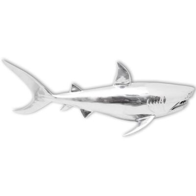 vidaXL Žralok, nástěnná dekorace hliníková stříbrná