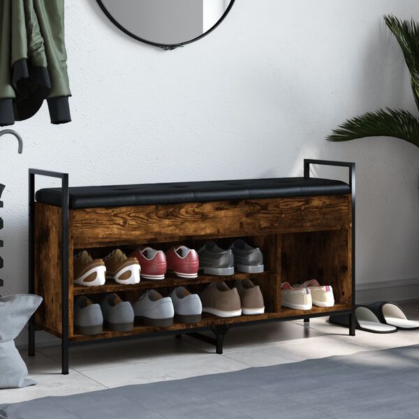 vidaXL Lavice s botn&iacute;kem kouřov&yacute; dub 105,5x32x57,5 cm kompozitn&iacute; dřevo