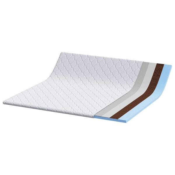 vidaXL Kokosov&yacute; topper B&iacute;l&aacute; 200 x 200 cm Žak&aacute;rov&aacute; tkanina