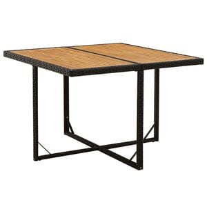 vidaXL Zahradn&iacute; stůl čern&yacute; 109x107x74 cm polyratan a masivn&iacute; ak&aacute;cie