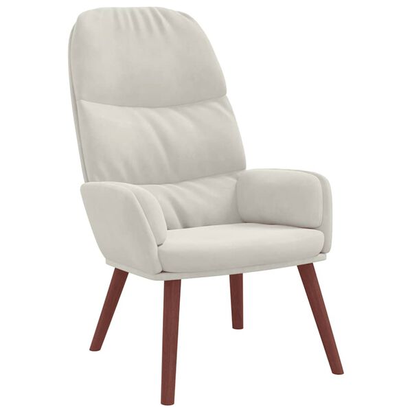 vidaXL Relaxační židle krémově bílá samet