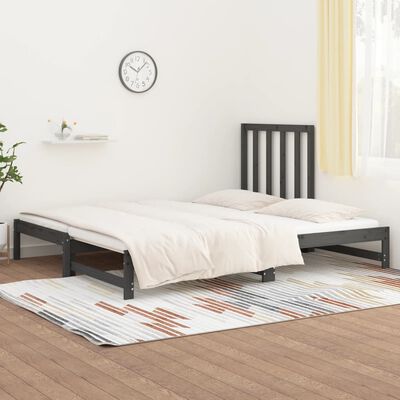 vidaXL Výsuvná postel šedá 2x (90 x 200) cm masivní borovice