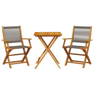 vidaXL 3d&iacute;ln&yacute; bistro set &scaron;ed&yacute; polypropylen a masivn&iacute; dřevo