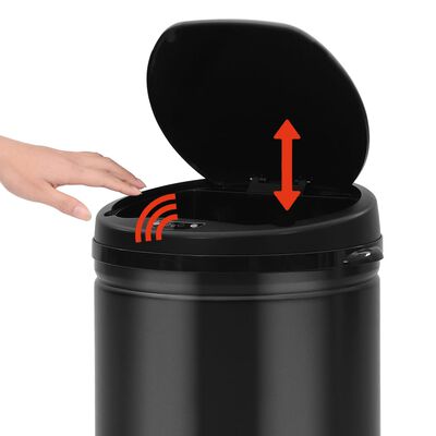 vidaXL Odpadkový koš s automatickým senzorem 40 l uhlíková ocel černý