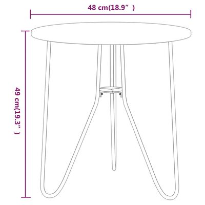 vidaXL Čajový stolek černý 48 cm MDF a železo