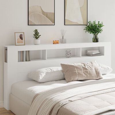 vidaXL Čelo postele s LED bílé 120 x 18,5 x 103,5 cm kompozitní dřevo
