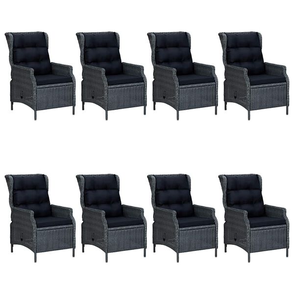 vidaXL 9d&iacute;ln&yacute; zahradn&iacute; j&iacute;deln&iacute; set tmavě &scaron;ed&yacute;