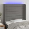 vidaXL Čelo postele s LED tmavě &scaron;ed&eacute; 83 x 16 x 118/128 cm textil