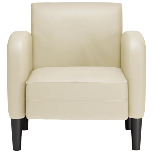 vidaXL Rozkl&aacute;dac&iacute; křeslo s područkami kr&eacute;mov&eacute; 54 cm uměl&aacute; kůže