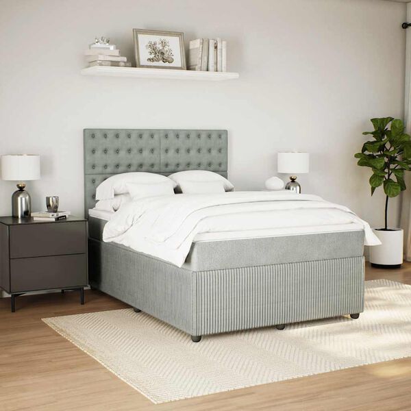 vidaXL Box spring postel s matrac&iacute; světle &scaron;ed&aacute; 140x190 cm samet