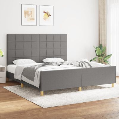 vidaXL Rám postele s čelem tmavě šedý 180x200 cm textil