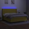 vidaXL Box spring postel s matrac&iacute; a LED zelen&aacute; 160x200 cm textil