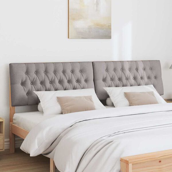 vidaXL Čalouněn&eacute; čelo postele Taupe 200 cm Masivn&iacute; borov&eacute; dřevo