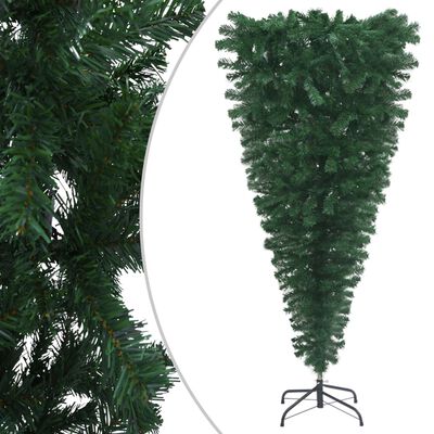 vidaXL Obrácený umělý vánoční stromek s LED osvětlením zelený 120 cm