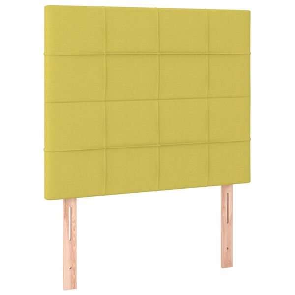 vidaXL Čelo postele s LED zelen&eacute; 90x5x118/128 cm textil