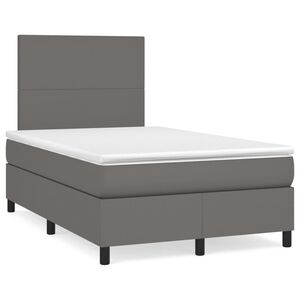 vidaXL Box spring postel s matrac&iacute; &scaron;ed&aacute; 120x200 cm uměl&aacute; kůže