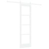 vidaXL Posuvn&eacute; dveře B&iacute;l&aacute; 61 x 198,5 cm Masivn&iacute; borov&eacute; dřevo a sklo