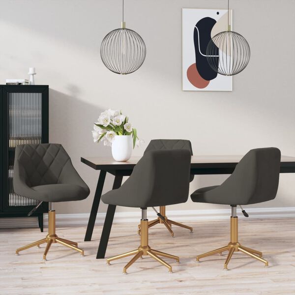 vidaXL Otočn&eacute; j&iacute;deln&iacute; židle 4 ks tmavě &scaron;ed&eacute; samet