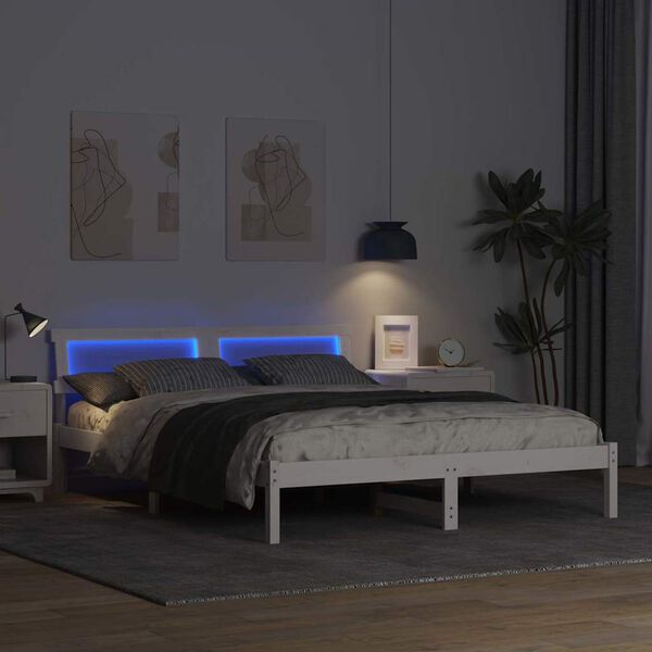 vidaXL R&aacute;m postele s čelo B&iacute;l&aacute; 160 x 200 cm Masivn&iacute; borov&eacute; dřevo