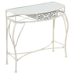 vidaXL Odkl&aacute;dac&iacute; stolek ve francouzsk&eacute;m stylu kovov&yacute; 82x39x76 cm b&iacute;l&yacute;
