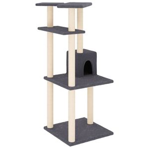 vidaXL &Scaron;krabadlo pro kočky se sisalov&yacute;mi sloupky tmavě &scaron;ed&eacute; 123 cm