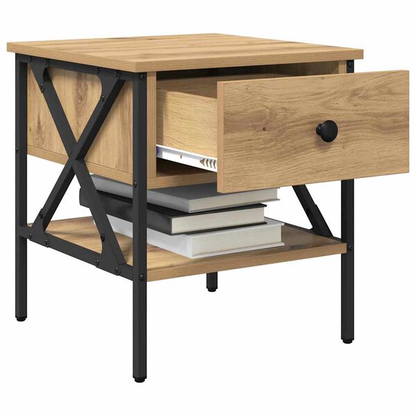 vidaXL Nočn&iacute; stolek se z&aacute;suvkou dub artisan 40 x 42 x 45 cm