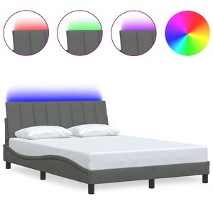 vidaXL R&aacute;m postele bez matrace Hanko tmavě &scaron;ed&yacute; 140 x 190 cm textil