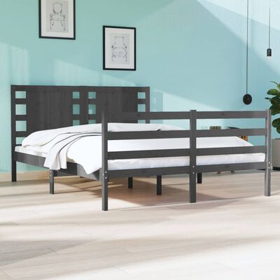 vidaXL Rám postele šedý masivní borovice 140 x 200 cm