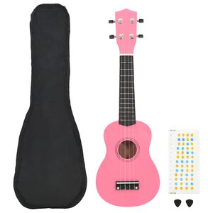 vidaXL Set soprano ukulele s obalem pro děti růžov&eacute; 21"