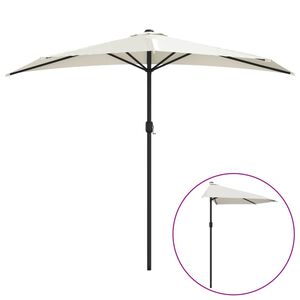 vidaXL Slunečn&iacute;k na balkon hlin&iacute;kov&aacute; tyč p&iacute;skov&yacute; 270x144 cm půlkruh