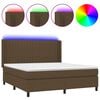 vidaXL Box spring postel s matrac&iacute; a LED tmavě hněd&aacute; 180x200 cm textil