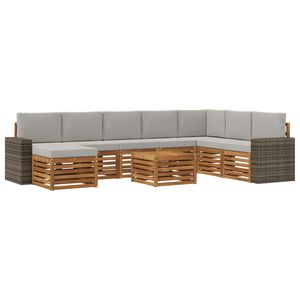 vidaXL Venkovn&iacute; pohovkov&aacute; souprava 9 pcs Př&iacute;rodn&iacute; a světle &scaron;ed&aacute;