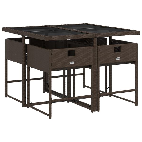 vidaXL 5d&iacute;ln&yacute; zahradn&iacute; j&iacute;deln&iacute; set s podu&scaron;kami hněd&yacute; polyratan