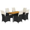 vidaXL 7d&iacute;ln&yacute; zahradn&iacute; j&iacute;deln&iacute; set s podu&scaron;kami čern&yacute; polyratan
