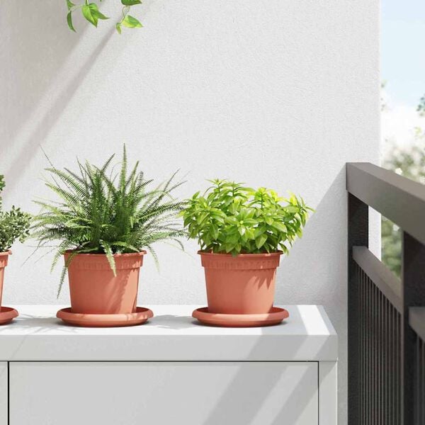 vidaXL Kulat&yacute; květin&aacute;č 6 pcs Cihlově červen&aacute; &Oslash; 12,5 x 10 cm Plast