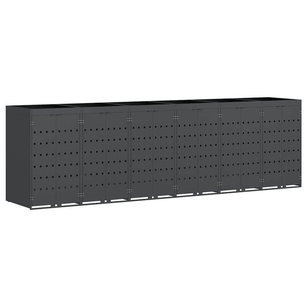 vidaXL Úložný box na 6 popelnic Antracit 408 x 77,5 x 121,5 cm