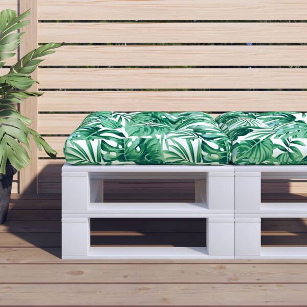 vidaXL Podu&scaron;ka na palety vzor listů 50 x 50 x 12 cm textil